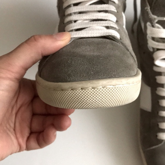 Saint Laurent Grey Suede High Top Sneakers SL/02H - Picture 9 of 14